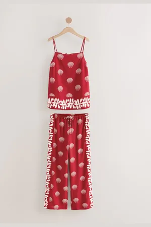 Next Red Shells Linen Blend Cami Vest Pyjamas