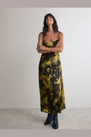 Next Khaki Camo Print Mesh Floral Cami Slip Dress