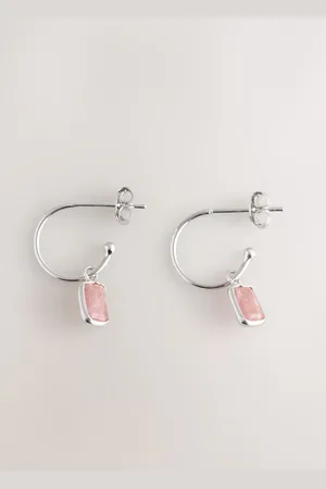 Next Sterling Pink Charm Hoop Earrings
