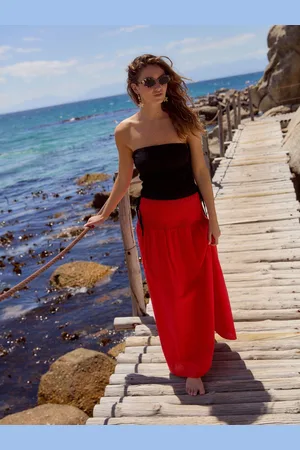 Next Red Drop Waist Maxi Skirt