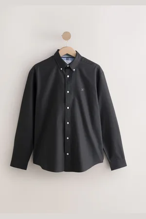 Next Charcoal Regular Fit Long Sleeve Oxford Shirt