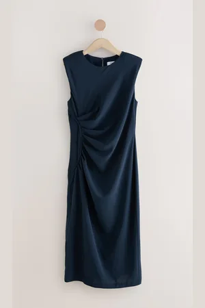 Next Blue Sleeveless Column Rouched Midi Dress