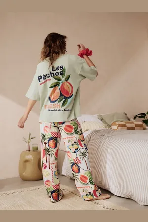Next Sage Peaches 100% Cotton Short Sleeve Pyjamas