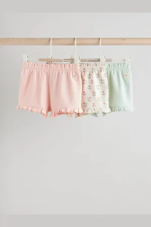 Next / Cream/ Green Baby Jersey 100% Cotton Shorts 3 Pack
