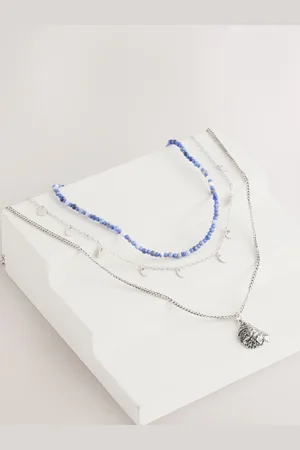 Next /Silver Tone Beaded 3 Layer Necklace