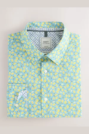 Next /Lemon Conversational Slim Fit 100% Cotton Long Sleeve Single Cuff Printed Formal Shirt