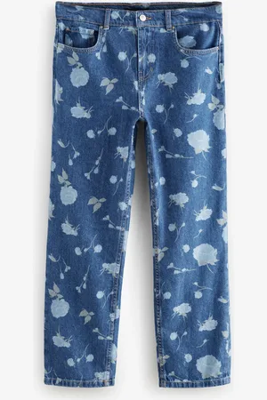 Next Dark Floral 100% Cotton Straight Leg Jeans