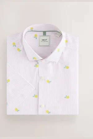 Next Bengal Lemon Conversational Fruit Print Stripe Easy Iron Oxford Shirt
