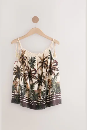 Next Tan/ Safari Animal Print Tassel Strappy Cami