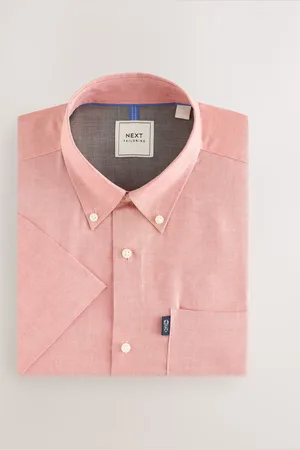 Next Coral Regular Fit Short Sleeve Easy Iron Button Down Oxford Shirt