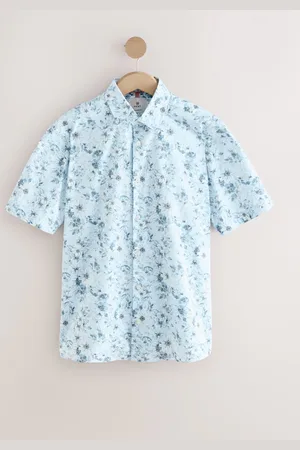 Next Watercolour Floral Regular Fit Print Short Sleeve Shirt