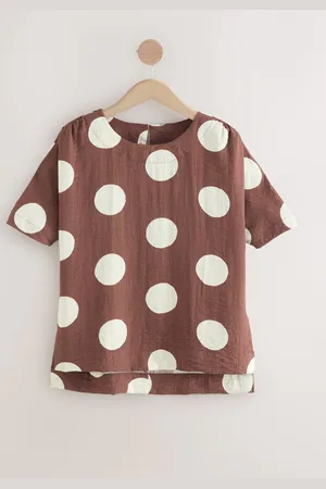 Next Brown/ Spot Textured Boxy Top