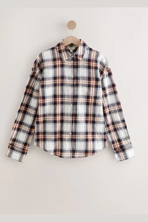 Next Blue/Red Check Long Sleeve Shirt With Linen
