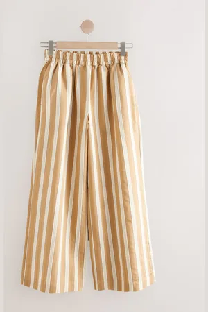 Next Ecru/ Wide Leg Striped Trousers