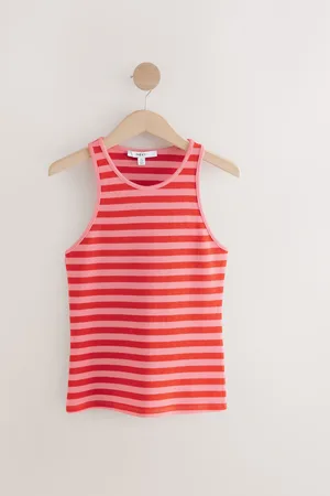 Next Red/ Knitted Stripe Racer Tank