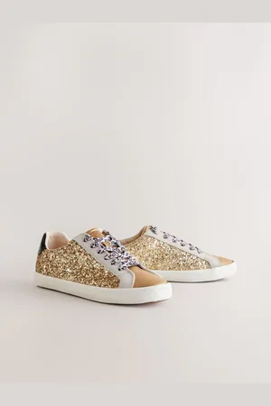 Next Forever Comfort Glitter Detail Round Toe Lace-Up Trainers