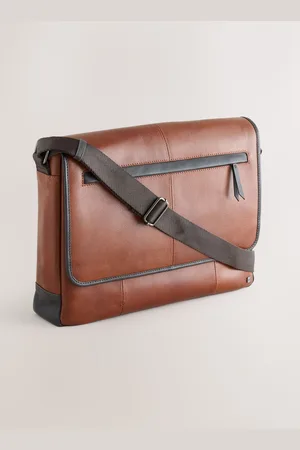 Next Contrast Leather Messenger Bag