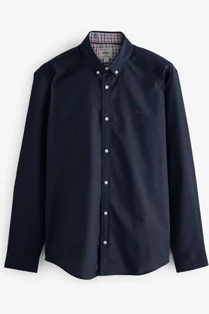 Next Blue Stretch Oxford Long Sleeve Shirt