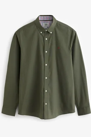Next Khaki Stretch Oxford Long Sleeve Shirt