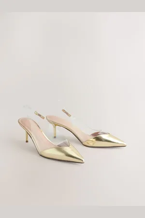 Next Forever Comfort Point Toe Detail Vinyl Slingback Heels