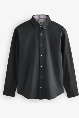 Next Charcoal Stretch Oxford Long Sleeve Shirt
