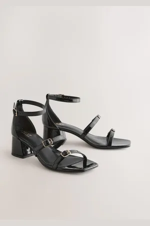 Next Standard/Wide Fit Forever Comfort Square Toe Low Block Heel Multi Buckle Sandals