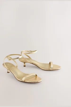 Next Forever Comfort Leather Round Toe Low Kitten Heel Simple Sandals