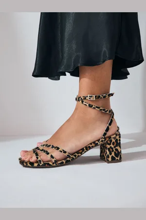 Next Leopard Print Forever Comfort Square Toe Leather Strappy Low Block Sandals