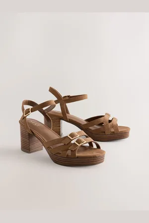 Next Forever Comfort Round Toe Low Strap Buckle Detail Platform Sandals