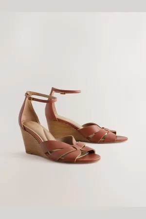 Next Forever Comfort Premium Leather With Motionflex Strap Detail Wedges