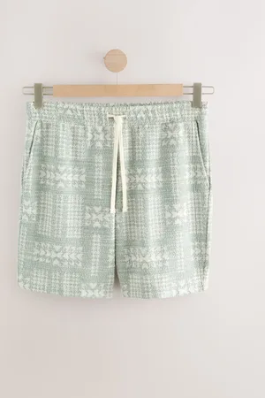 Next Sage Textured Geometric Pattern Jersey Shorts