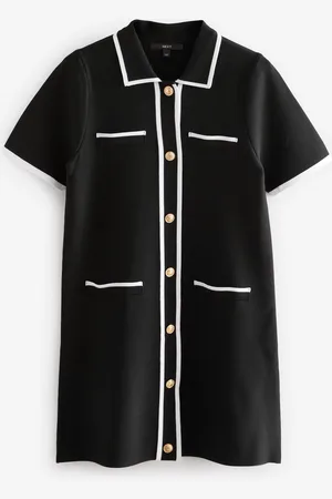 Next Knitted Collared Button Up Mini Dress