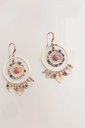 Next Tone Beaded Disc Drop Earrings