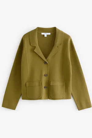 Next Olive 100% Cotton Smart Knitted Blazer