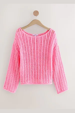 Next Fluro Stitchy Off The Shoulder Flare Sleeve Jumper
