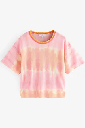 Next Tie Dye Short Sleeve Crew Neck T-Shirt With Linen