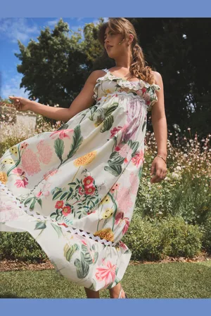 Next Pink/ Kew Gardens Maxi Floral Print 100% Cotton Summer Dress