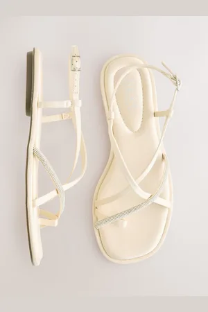 Next Pink Standard/Wide Fit Forever Comfort Strappy Bling Toe Loop Sandals