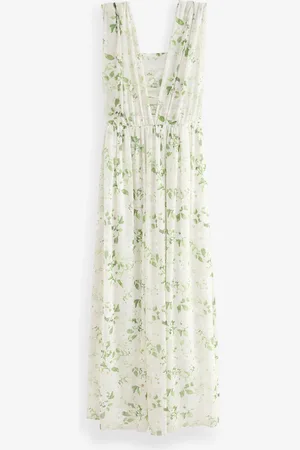 Next Sage Floral Print Mesh Multiway Bridesmaid Wedding Maxi Dress