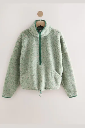 Next Teal Teddy Borg Quarterzip Fleece Sweatshirt