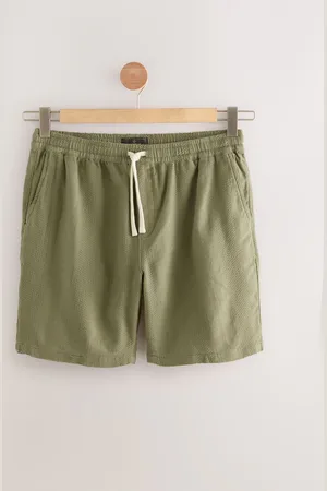 Next Khaki 100% Cotton Textured Stripe Drawstring Waist Shorts