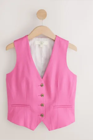 Next Button Through Waistcoat with Linen