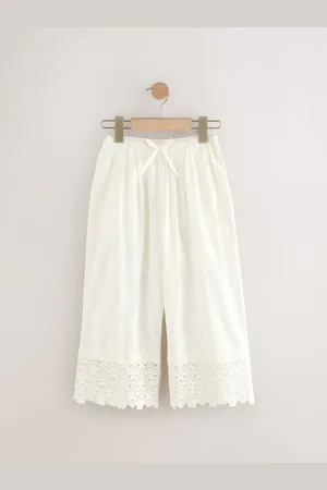 Next Wide Leg Embellished 100% Cotton Trousers (3-16yrs)
