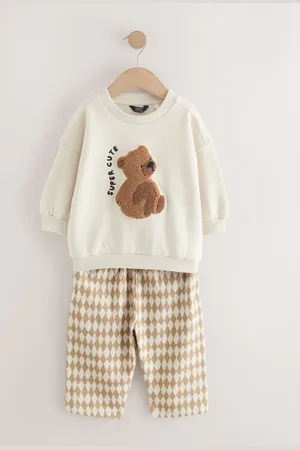 Next Tan Brown/ Bear Jersey Sweatshirt and Joggers Set (3mths-7yrs)