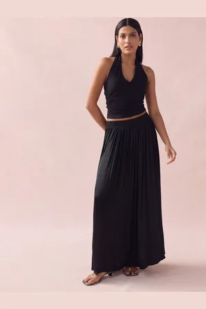 Next Pleated Satin Maxi Skirt