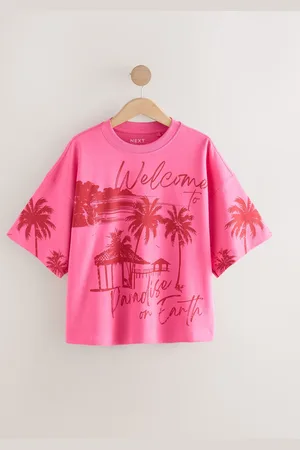 Next Tonal Palm Graphic Oversized Relaxed Fit 100% Cotton Boxy Heavyweight Crew Neck T-Shirt