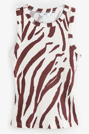 Next Zebra Print Ribbed Racer Tank Vest Sleeveless Top