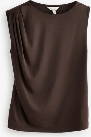 Next Chocolate Premium Modal Ruched Drape Sleevless Top