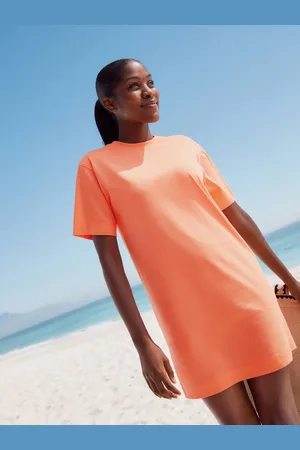 Next Fluro Orange 100% Cotton T-Shirt Dress