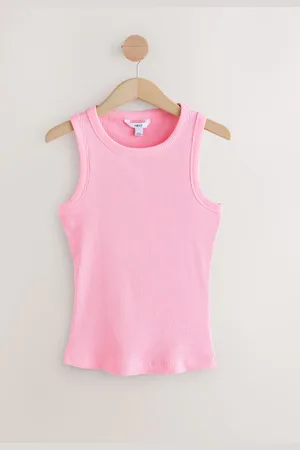 Next Fluro Ribbed Racer Tank Vest Sleeveless Top